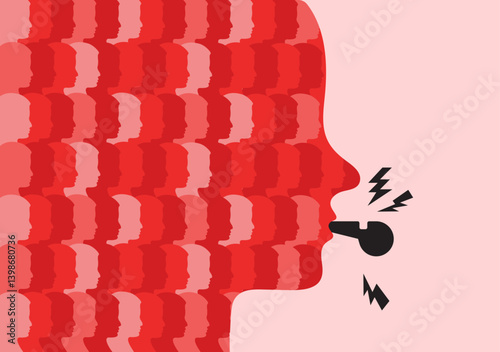 Group of whistleblower crowd spreading information and creating awareness illustration