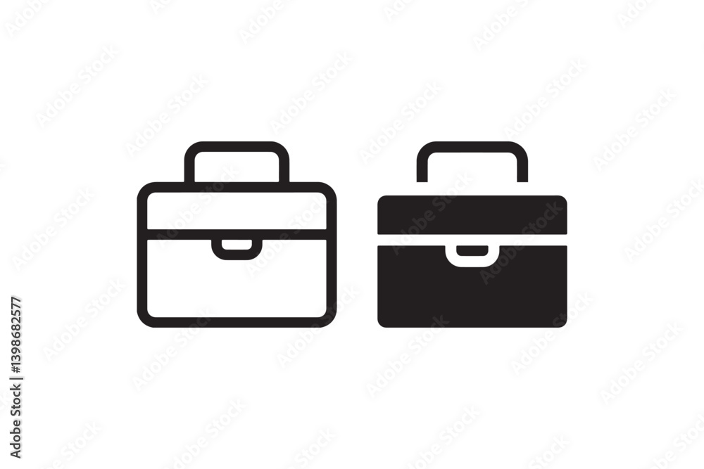 Minimal briefcase icons in black and white Vector Minimal briefcase icons in black and white Vector