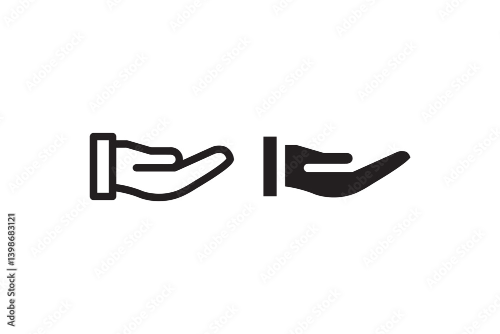 Obraz premium Hand gesture icons in outline and solid style Vector