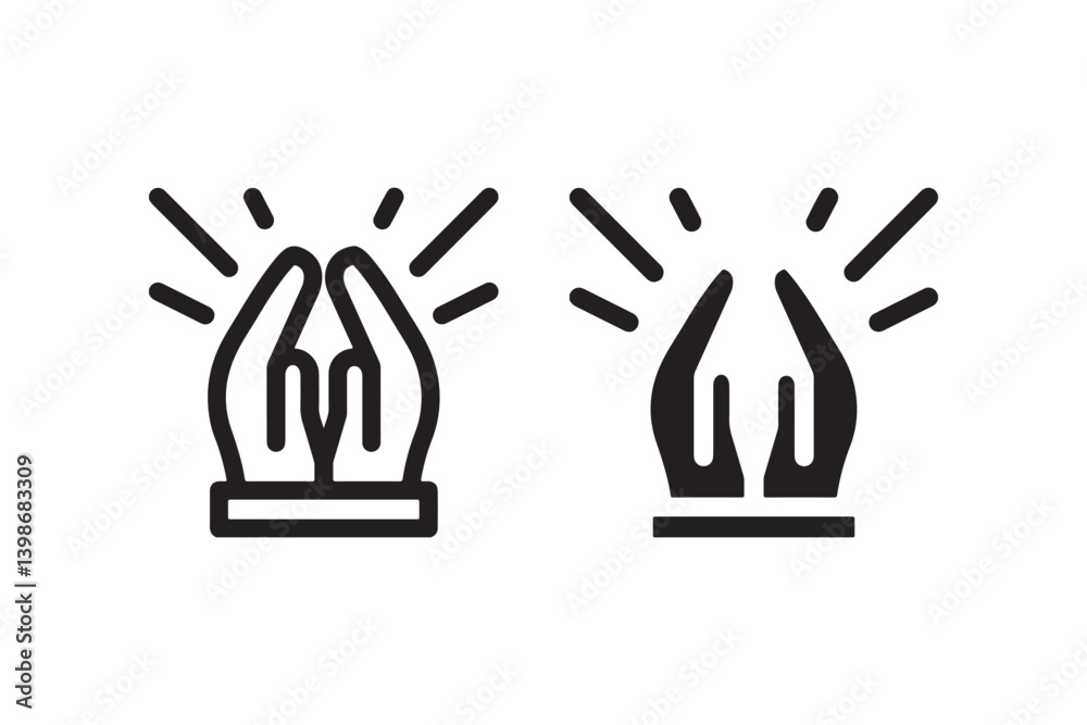 Obraz premium Celebration hands icons in outline and solid style Vector