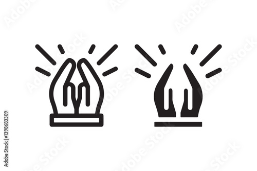 Celebration hands icons in outline and solid style Vector