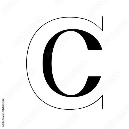 Letter "C" Typography: A clean, minimalist depiction of the letter "C" in a modern, bold typeface, designed with sleek lines, emphasizing simplicity and readability.