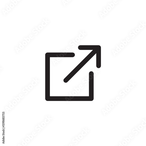 External link arrow icon in black outline Vector