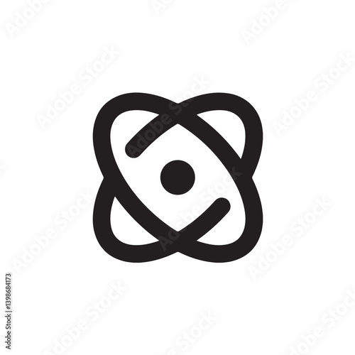 Black atom icon with orbit lines Vector