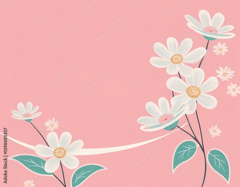 Soft floral pink background with delicate flowers, perfect for greeting cards, banners and ads Soft floral pink background with delicate flowers, perfect for greeting cards, banners and ads