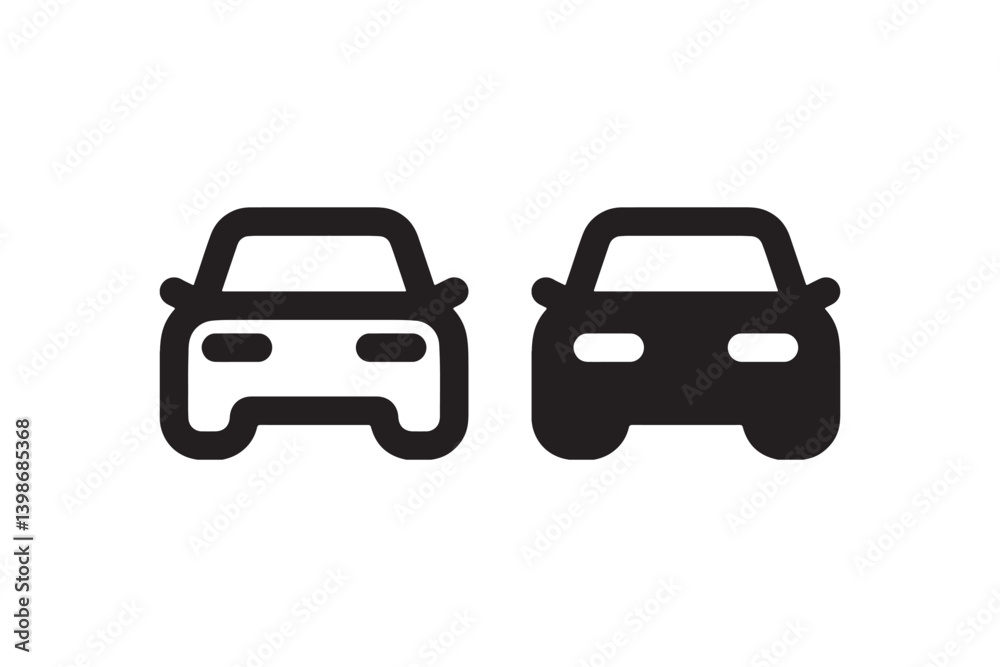 Car front view icon in outline and solid Vector Car front view icon in outline and solid Vector