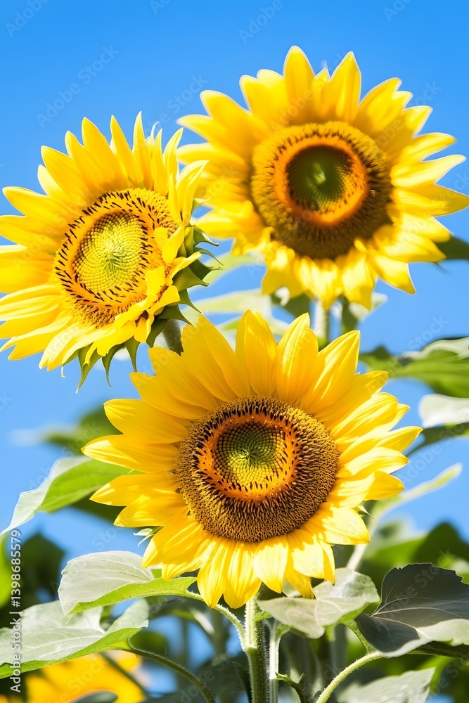 Vibrant Sunflowers Blooming in Summer Field Vibrant Sunflowers Blooming in Summer Field