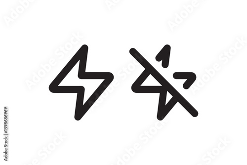 Electric bolt and no power icon set Vector