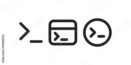 Terminal command line icon symbols set Vector