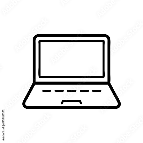 Ícone de arte em linha de um laptop com tela aberta para conceito de design de tecnologia e trabalho digital
