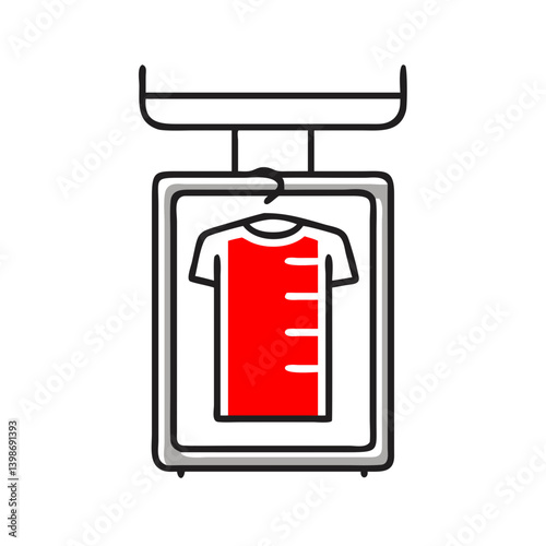 Garment dryer displaying a red shirt on a hanger  