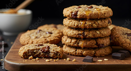 Gluten Free Honey Oatmeal Cookies with Dark Chocolate Ready to Eat
