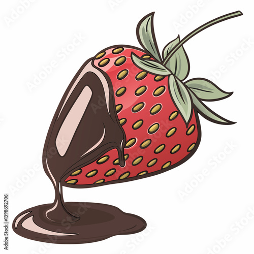 Strawberry Dipped in Chocolate   dessert line icons in a clean, AI-generated vector
