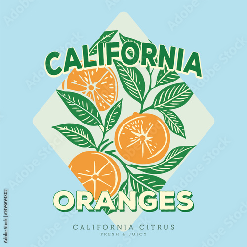 Orange graphic print t-shirt design, summer fruit design, vintage grunge food fashion orange art, typography slogan text print design, California Malibu,fruit print graphics for t-shirt Design