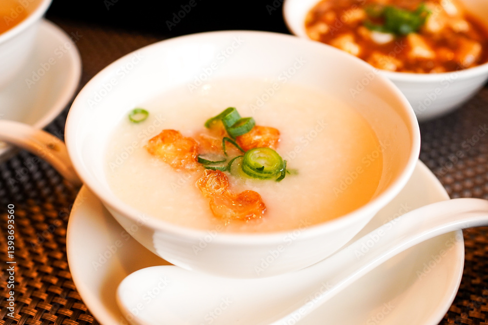 Rice porridge from an authentic Chinese restaurant Rice porridge from an authentic Chinese restaurant