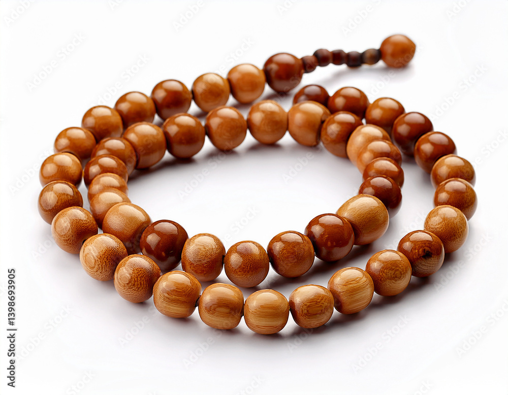 wooden rosary beads isolated on white background wooden rosary beads isolated on white background