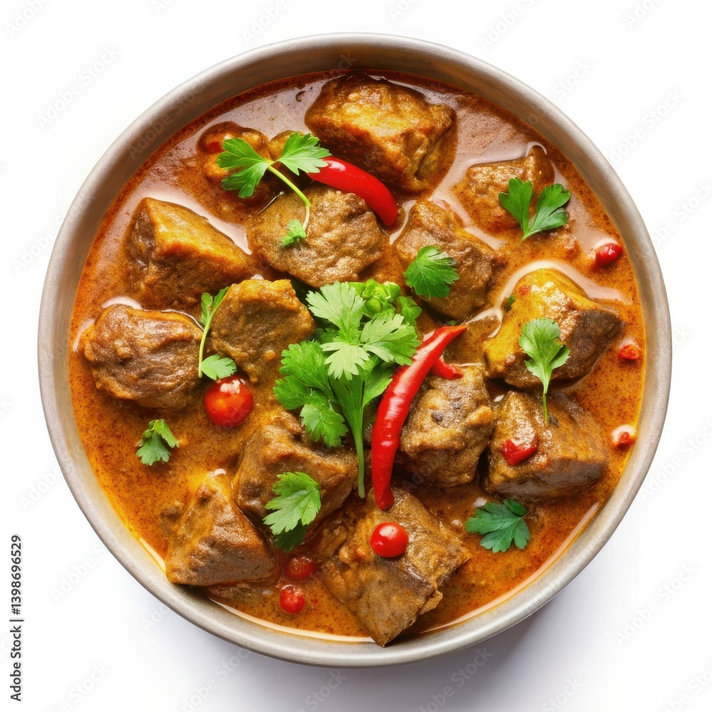 Aromatic Lamb Curry Rich spicy stew with cilantro garnish in a rustic Aromatic Lamb Curry Rich spicy stew with cilantro garnish in a rustic