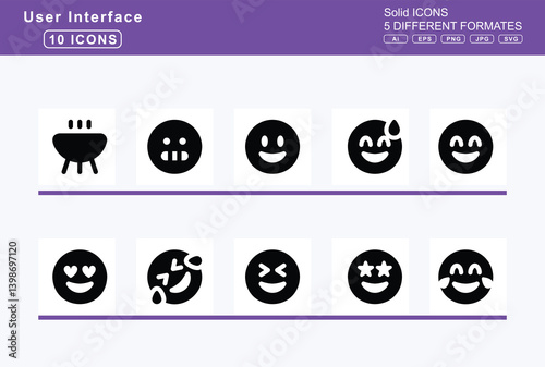 Set of 5 solid user interface icons, file, import, icon, flat, vector, invoice, dollar, medical, -2, minus, pdf, powerpoint