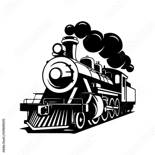 Vintage train isolated on white background. Design element for logo, label, emblem, sign. Vector illustration
