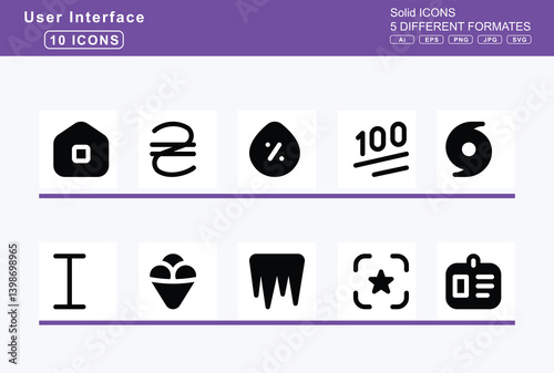 Set of 5 solid user interface icons, grin, squint, icon, flat, vector, tears, stars, tongue, wink
