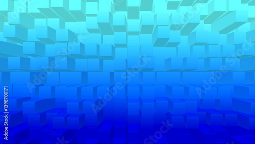 Dynamic 3D design showcasing abstract cubes extending outward, with gradient transitions for depth. Ideal for creative, modern, and visually engaging digital projects.