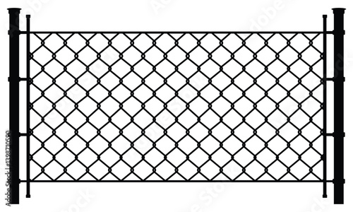 A chain link fence with a white background
