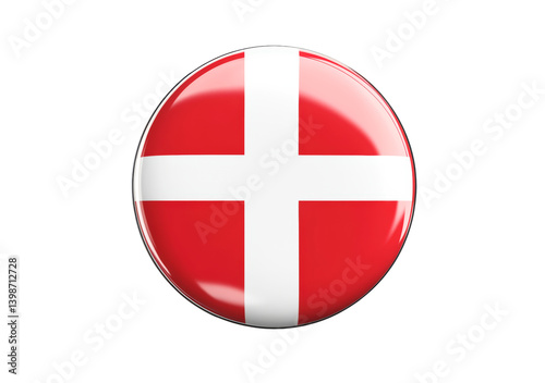 Free Download Denmark flag glossy button isolated on transparent background - GFXLoad