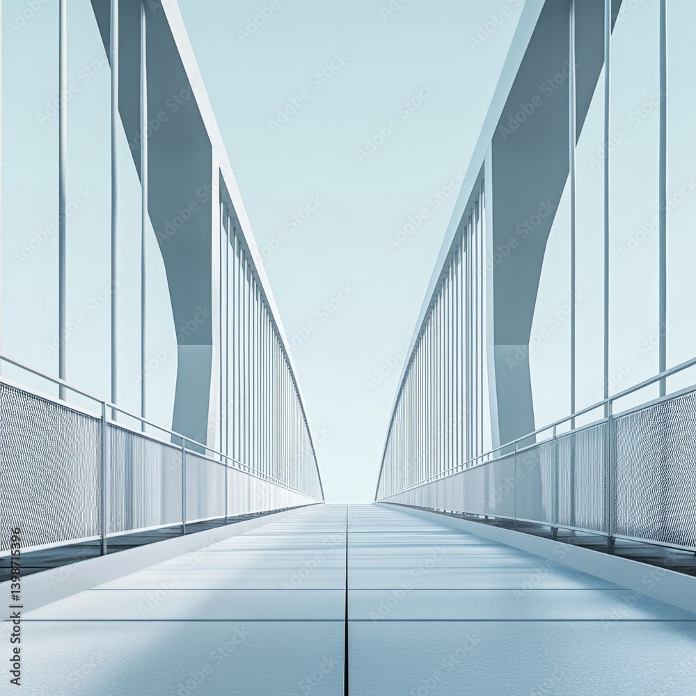Fototapeta premium an iconic urban bridge redesigned with minimalist aesthetics and clean lines isolated on a plain background 