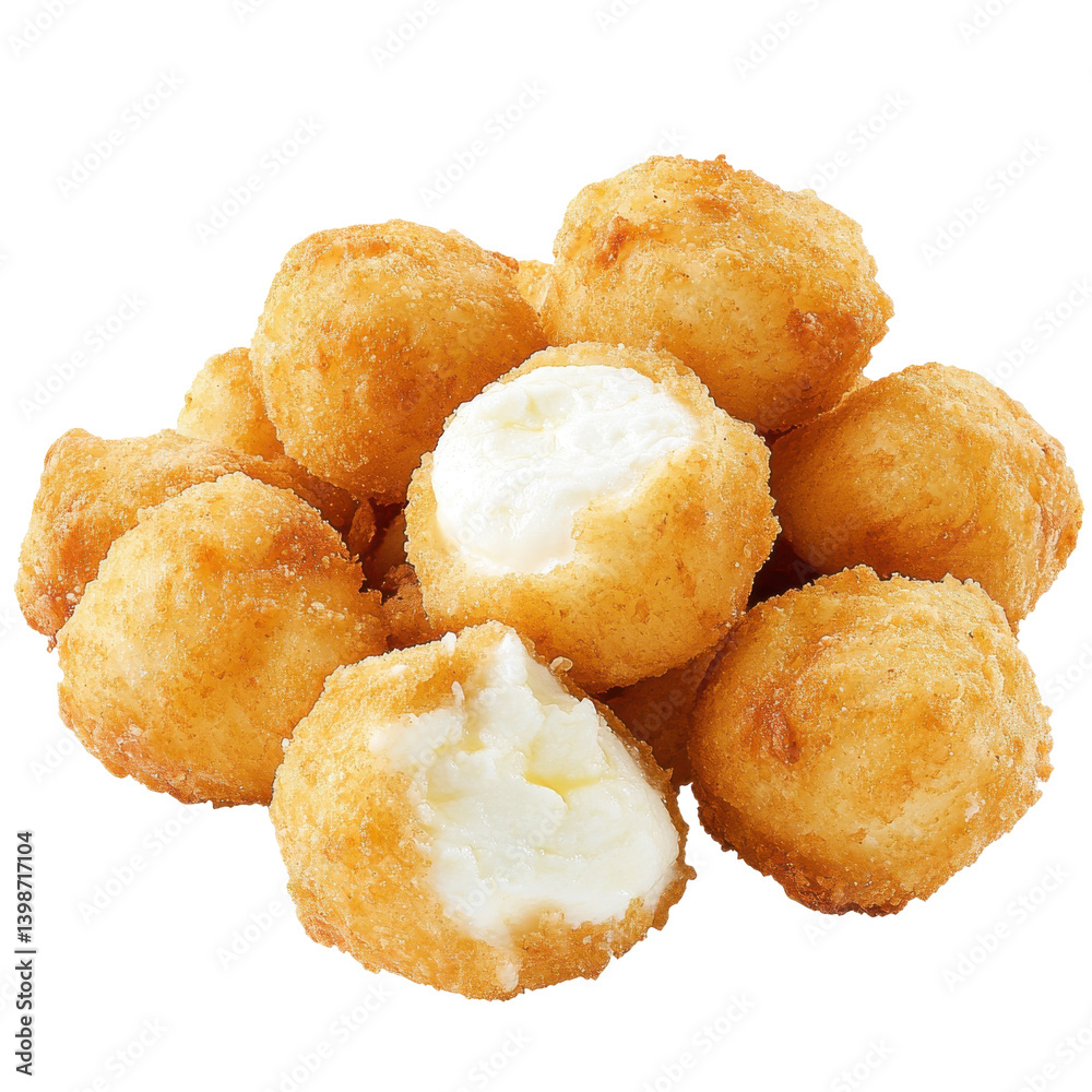 Crispy golden cheese balls piled high, showcasing a deliciously gooey center, perfect for snacking Crispy golden cheese balls piled high, showcasing a deliciously gooey center, perfect for snacking
