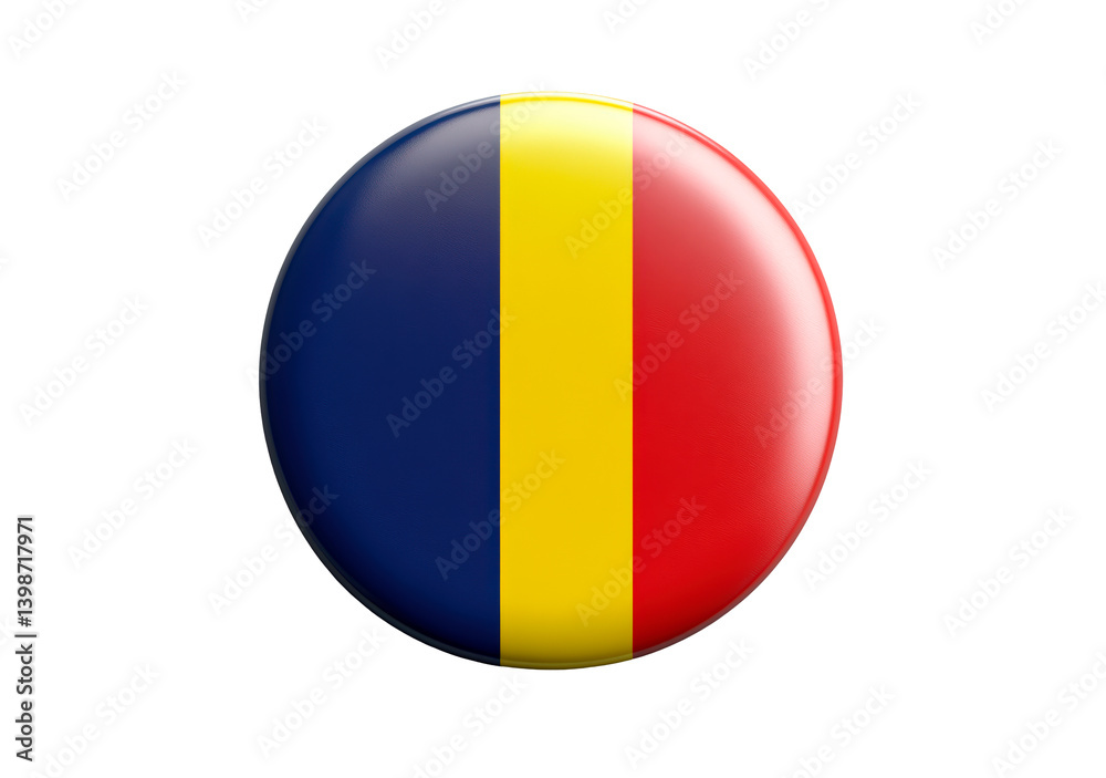 Fototapeta premium Romania flag round badge isolated on transparent background