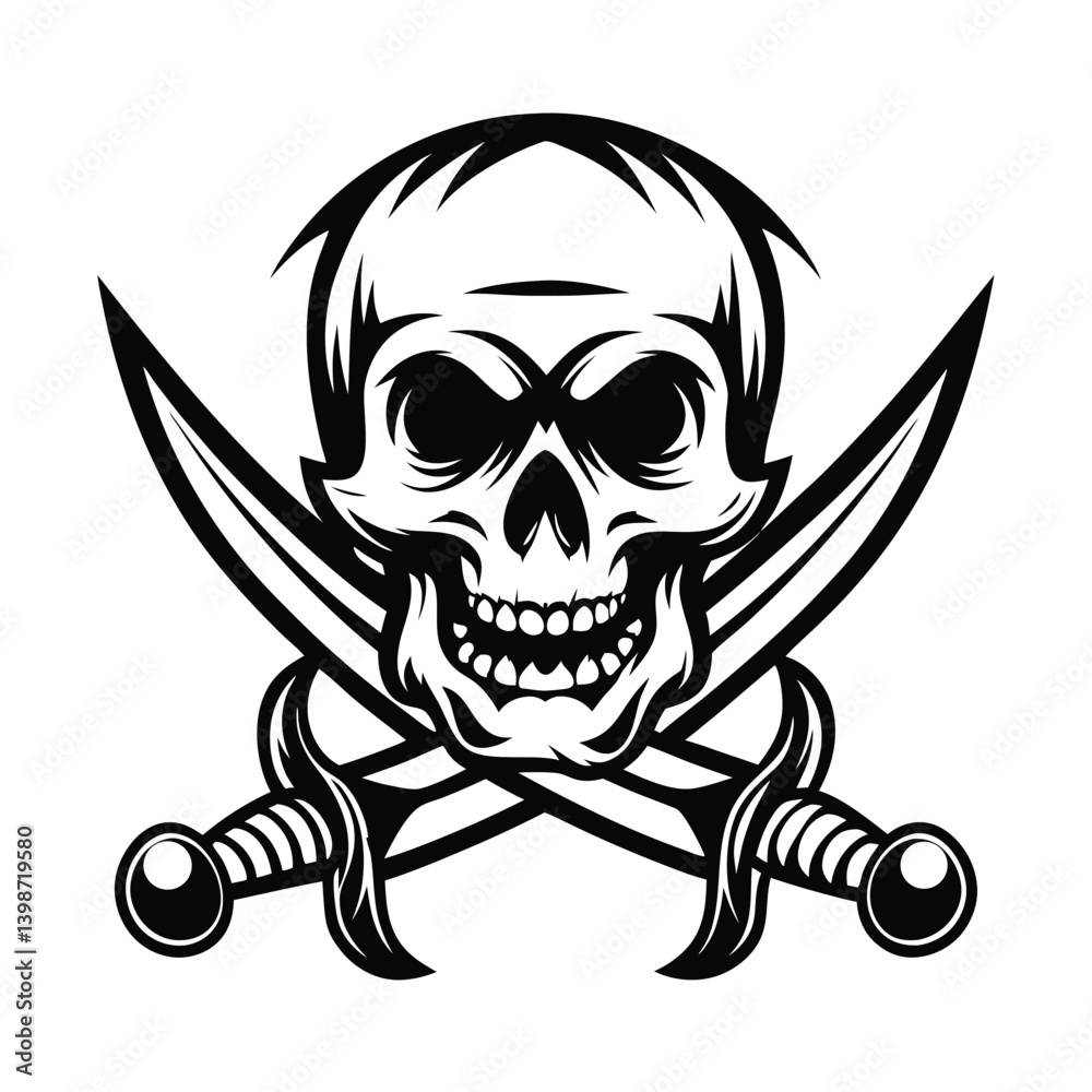 Fototapeta premium a pirate skull with crossed swords silhouette