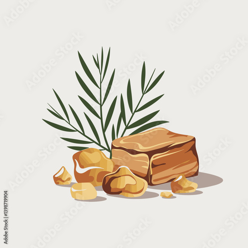 Frankincense Resin Clipart with Minimalist Branch Accent