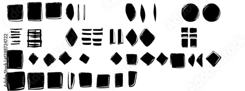 Brutalist abstract shapes showcase experimental design with raw graphic style in black and white composition