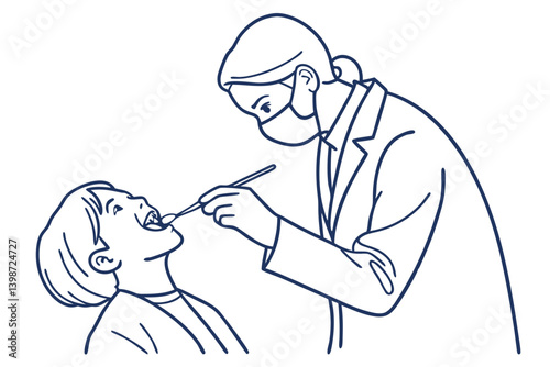 Oral Health Dentist and Patient Drawing