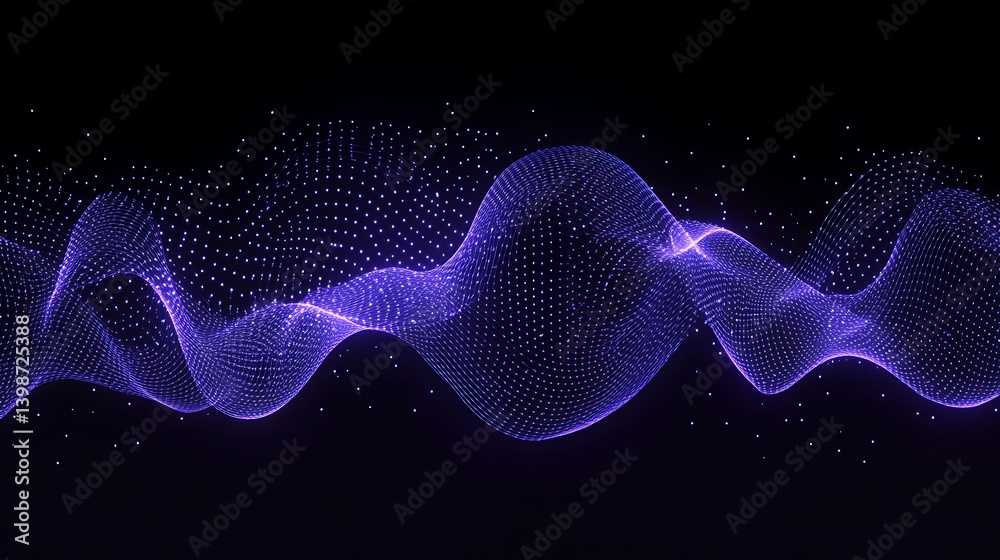Fototapeta premium A flowing abstract wave pattern of glowing purple dots