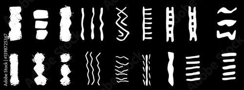 Exploration of brutalist art with abstract shapes and raw graphic styles in black and white on a white background