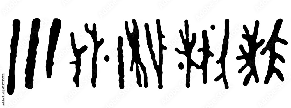 Exploration of brutalist art through abstract shapes and distorted aesthetics on a white background