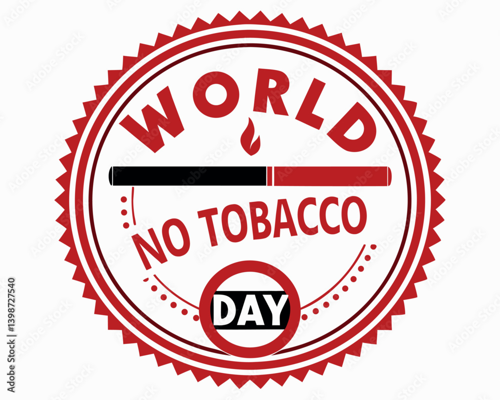 World No Tobacco Day Badge with Crossed Cigarettes and Flame World No Tobacco Day Badge with Crossed Cigarettes and Flame
