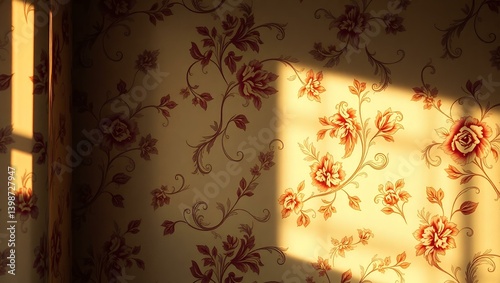 Timeless Elegance 18th Century Vintage Floral Wallpaper Pattern Infused with Linoleum Texture, Evoking Nostalgia and Sophistication in Decorative Wall Paint	