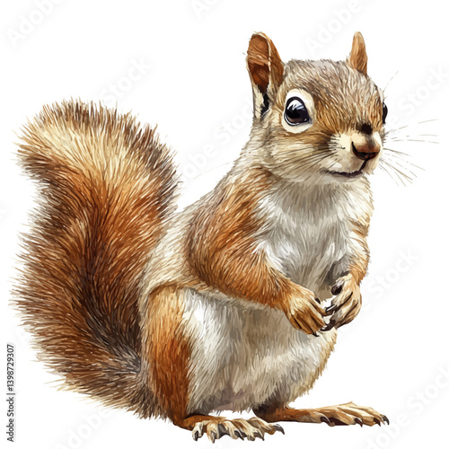 watercolor of Squirrel, vector, isolated on a white background.
