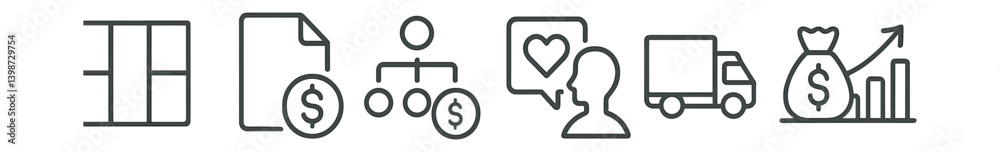 Series of symbols and numbers including a heart, a truck, a dollar sign Series of symbols and numbers including a heart, a truck, a dollar sign