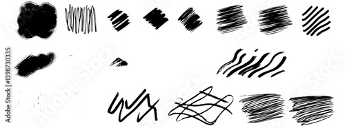 Abstract brutalist artwork showcasing distorted shapes and raw graphic style with black and white strokes on a white background