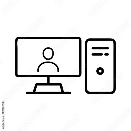 Computer Monitor Displaying User Icon in Minimalist Style  