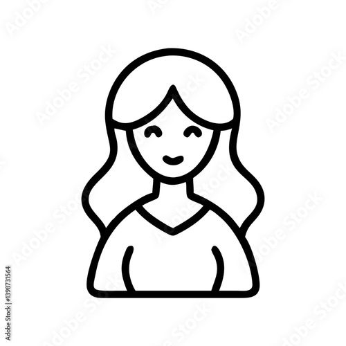Woman smiling in a simple line art illustration  