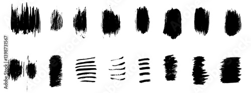 Brutalist abstract shapes featuring raw graphic style with imperfect strokes on white background