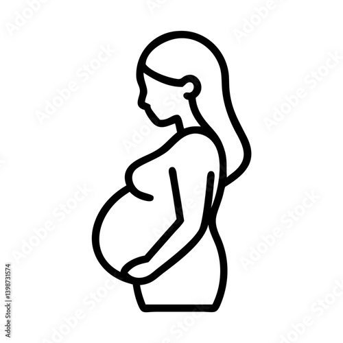 Pregnant woman showing joy in a minimalistic line art style  