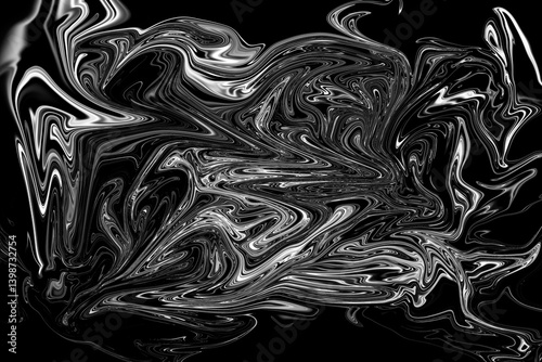 Obraz na płótnie Abstract black and white fluid swirls, evoking motion and complexity w salonie