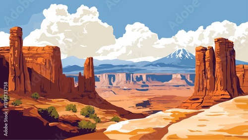 Canyonlands National Park red rock canyon as a vector illustration