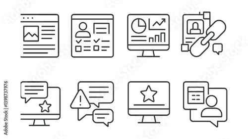 Set of icons for a computer monitor