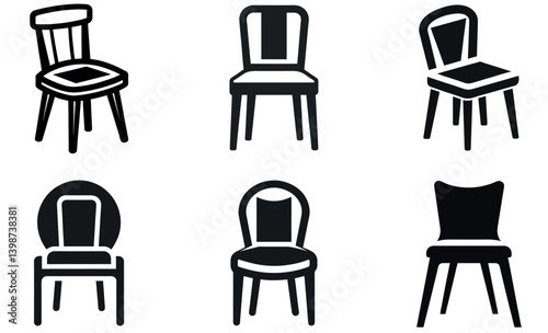 Black Silhouette Chair Icons Set